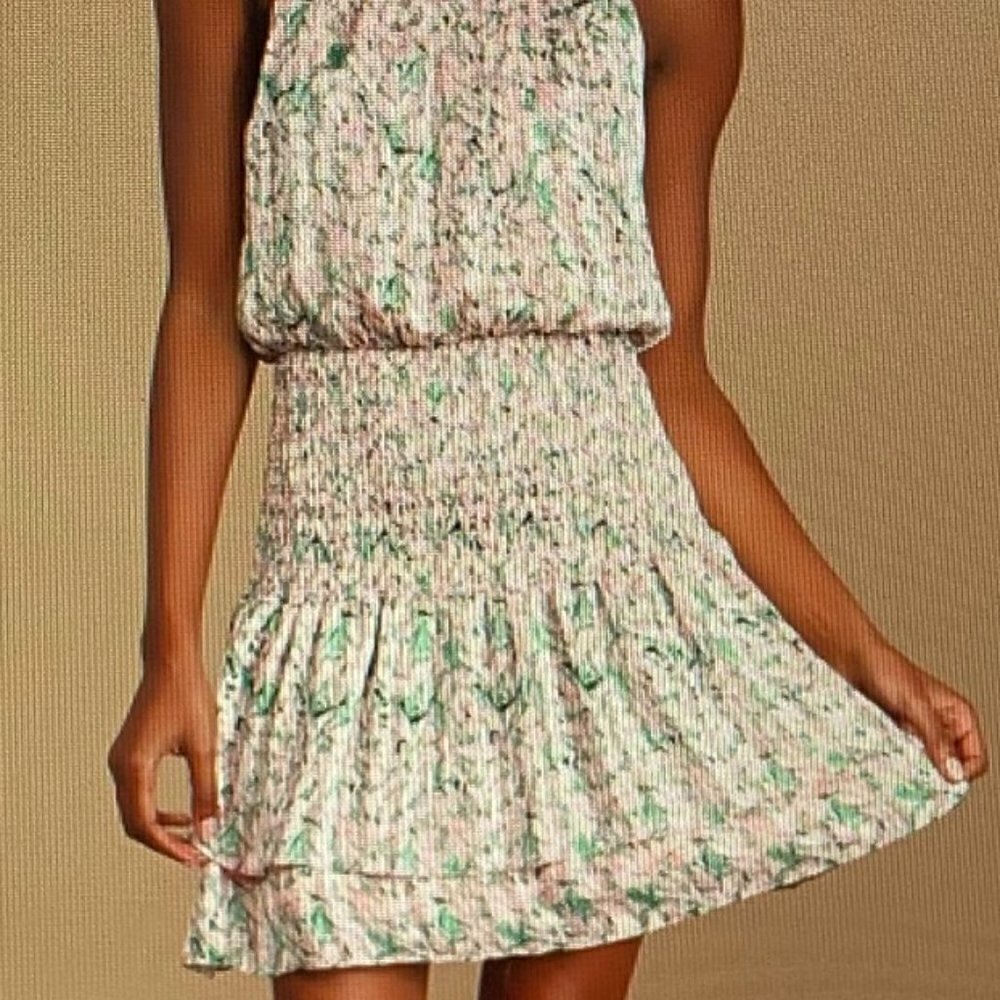 Lulu's Wished for This Pink Floral Print Smocked Mini Dress Size XL